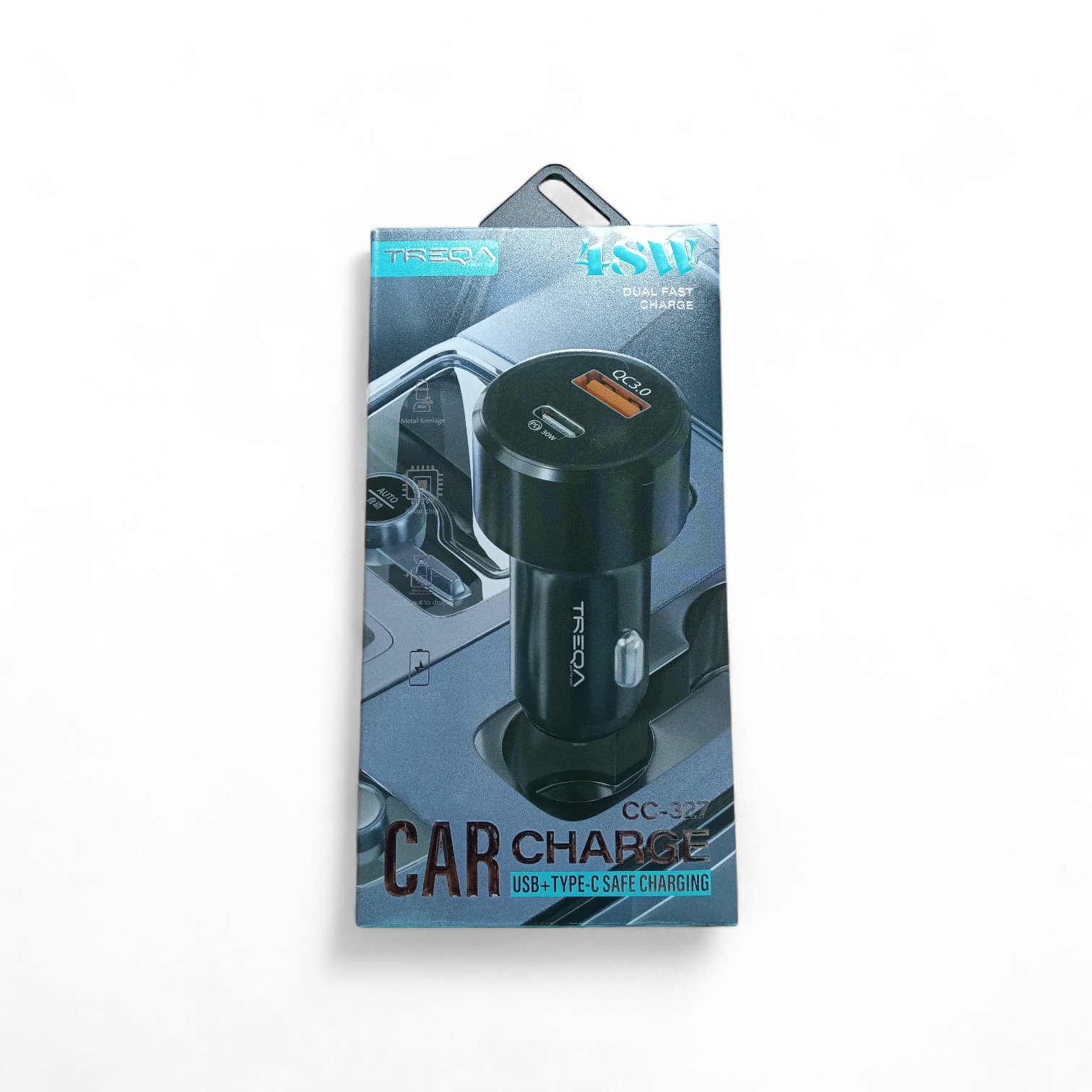 Cargador de Auto Metálico TREQA CC-327 - Carga Rápida Dual 48W (USB QC 3.0 + Tipo-C PD) 2 Cargador de Auto Metálico TREQA CC-327 - Carga Rápida Dual 48W (USB QC 3.0 + Tipo-C PD) - Imagen 2