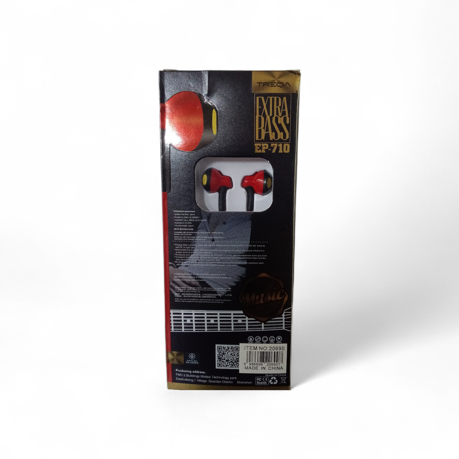 Audífonos In-Ear TREQA EP-710 "Extra Bass" con Micrófono - 3.5mm (Rojo) 2 Audífonos In-Ear TREQA EP-710 "Extra Bass" con Micrófono - 3.5mm (Rojo) - Imagen 2