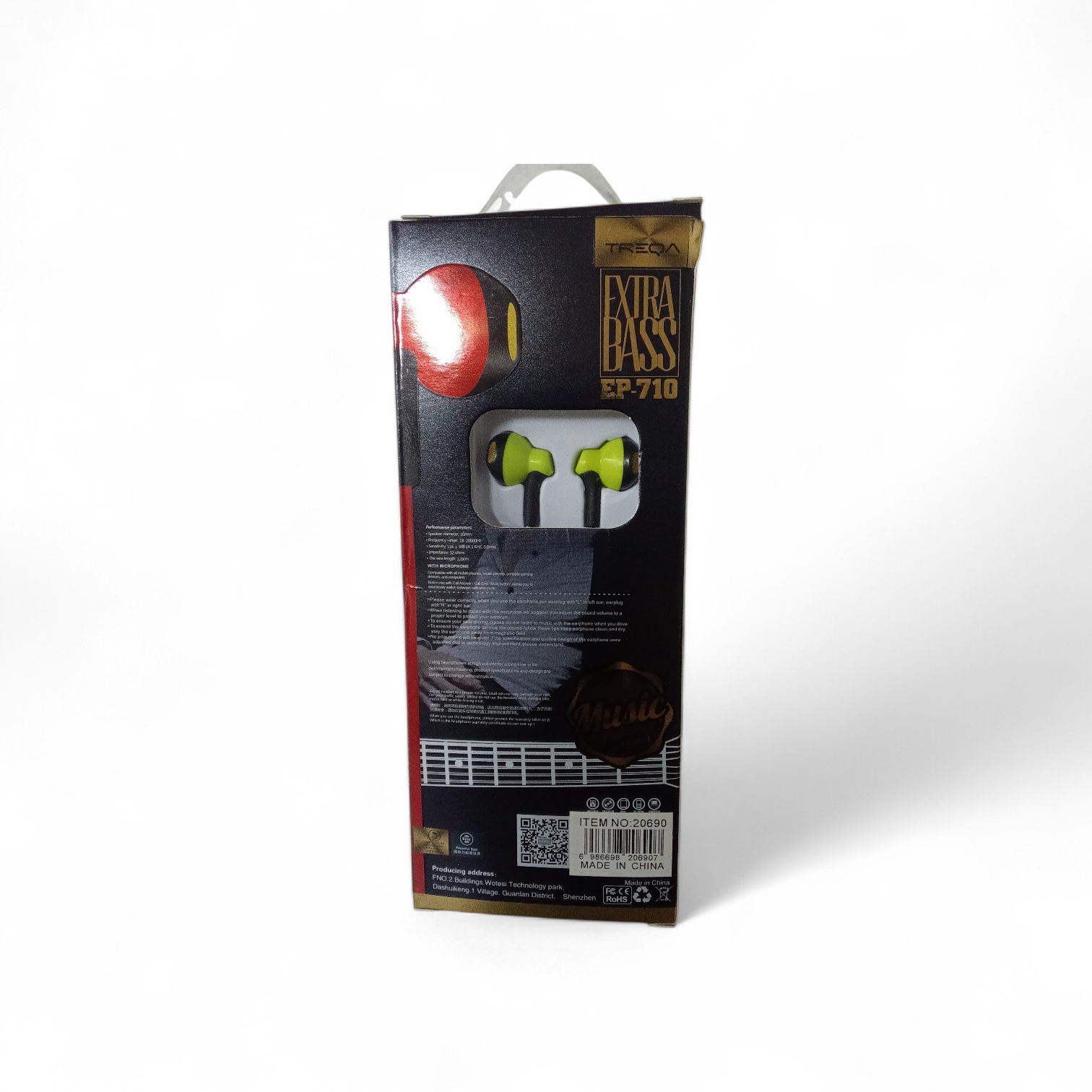 Audífonos In-Ear TREQA EP-710 "Extra Bass" con Micrófono - 3.5mm (Verde Neón) 2 Audífonos In-Ear TREQA EP-710 "Extra Bass" con Micrófono - 3.5mm (Verde Neón) - Imagen 2