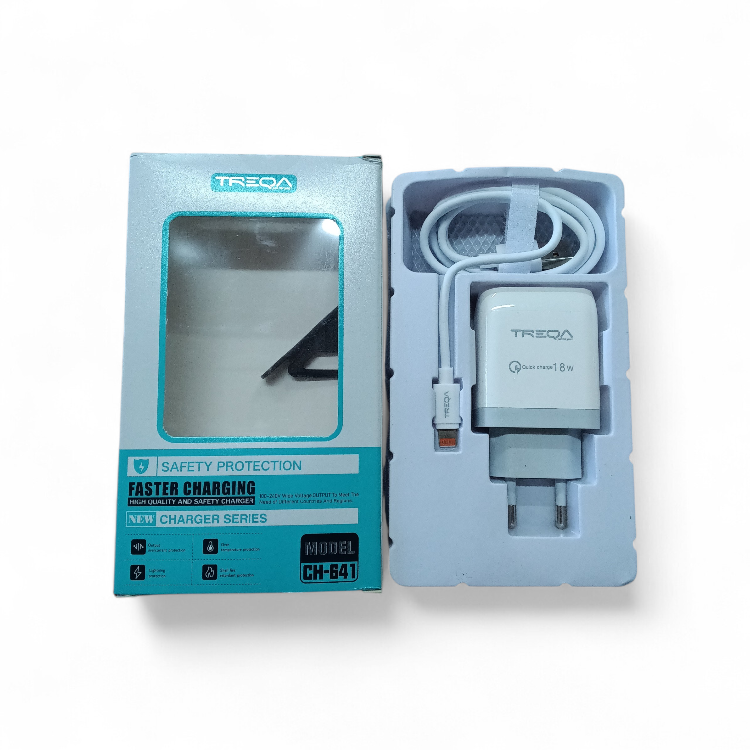 Kit Cargador de Pared TREQA CH-641 - Carga Rápida 18W + Cable Lightning (iPhone/iPad) 1 Kit Cargador de Pared TREQA CH-641 - Carga Rápida 18W + Cable Lightning (iPhone/iPad)